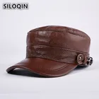 Новинка, зимняя мужская Кожаная Шапка SILOQIN, толстые теплые военные шапки из натуральной кожи, Снэпбэк-кепки, брендовая искусственная кожа для мужчин и женщин