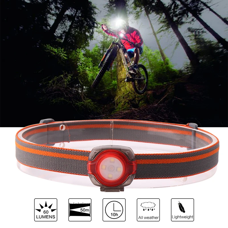 BORUiT 200LM светодиодный мини-налобный фонарь 4 SMD 3-Mode энергосберегающая фара Водонепроницаемая Кнопка батарея Головной фонарь Runing фонарик
