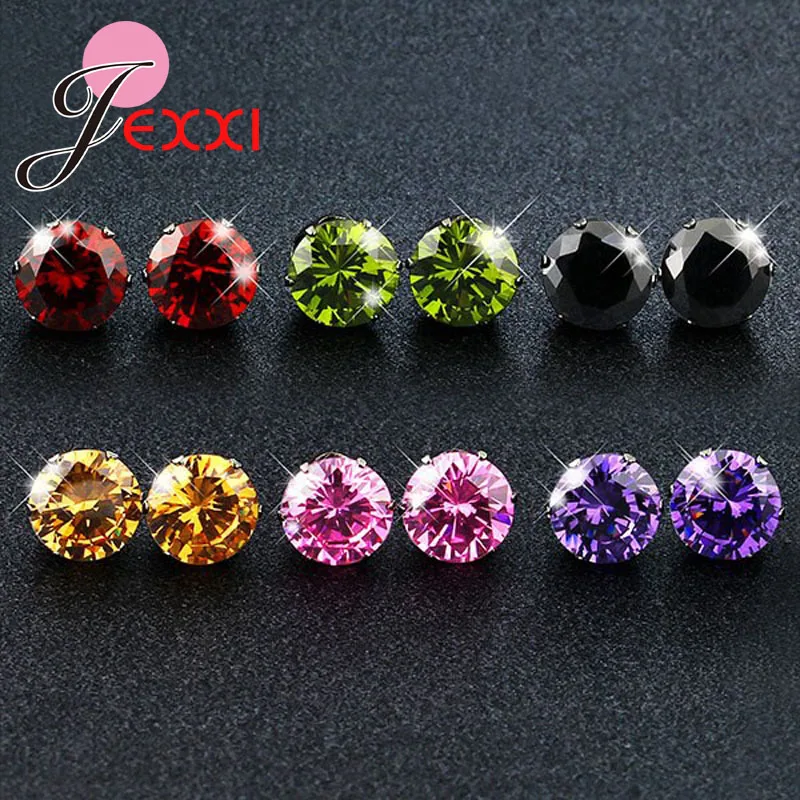 Горячее предложение больше цветов 3-8 мм антиаллергенные серьги 925 пробы