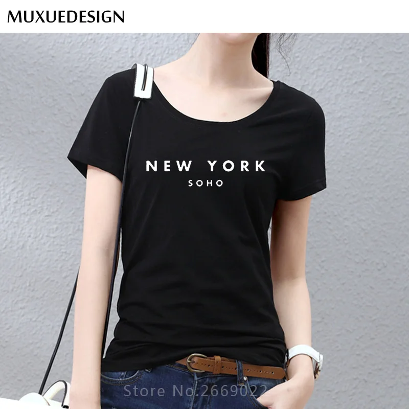 2018 Нью Йорк Сохо женские футболки хлопок Повседневная забавная футболка для Леди