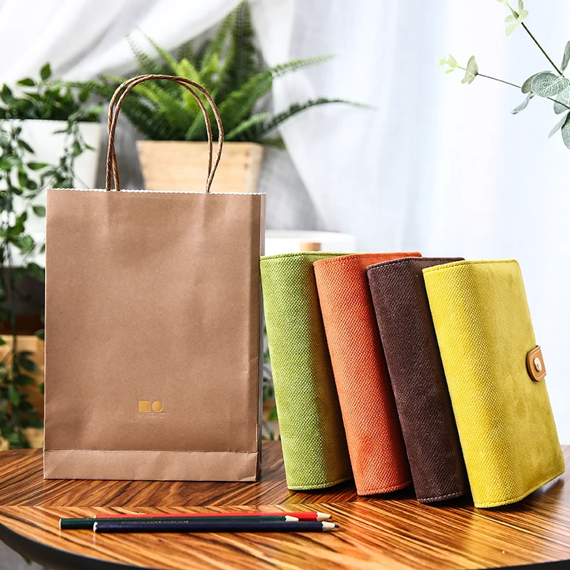 Creative A6 Yellow Orange Green Camel Cloth 6 loose Leaf Notebook Snap Binder Diary Gift School Supplies | Канцтовары для офиса и