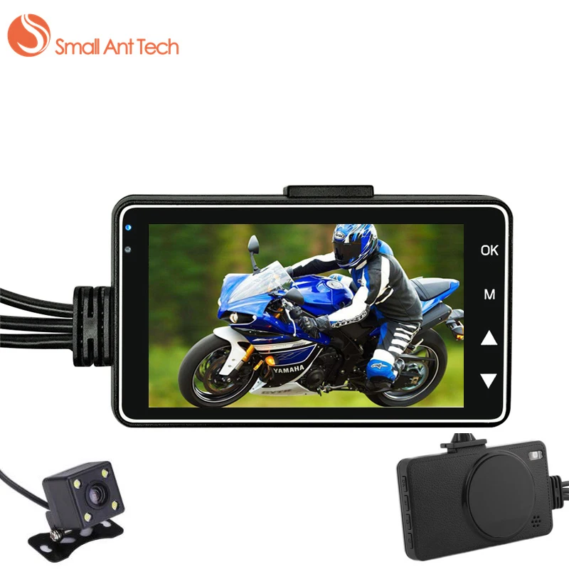 Smallanttech DVR мотоцикл тире Камера Мини Full HD 720 P Водонепроницаемый двойной S-Video 3
