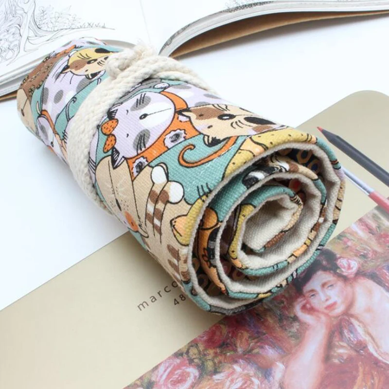 Школьный пенал Escolar Estuche коробка канцелярские винтажные Мультяшные кошки холст
