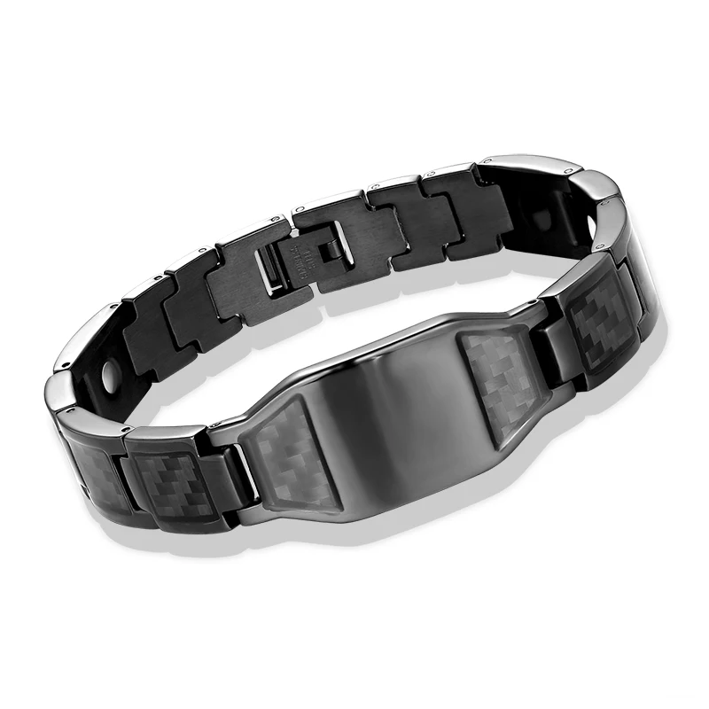 B00003Black Магнитный браслет из гематита из нержавеющей стали, мужской браслет для здоровья с застежкой-крючком, мужской браслет с Т-образным ремешком, золотые ювелирные изделия для здорового мальчика - Окраска металла: B00003Black
