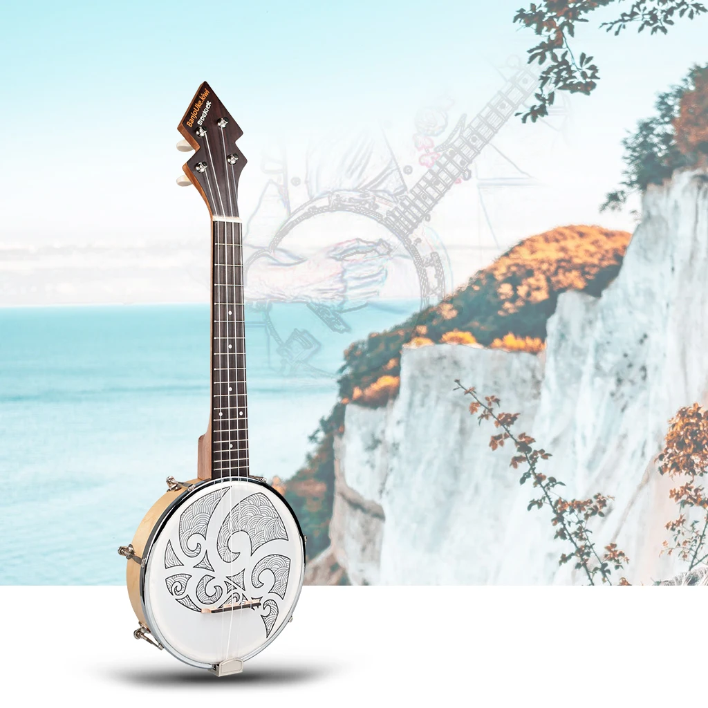 BanjoUke SideKick тенор банджо укулеле Banjolele W/Gig Bag + тюнер ремень BANJOUKE Татуировка шаблон 26