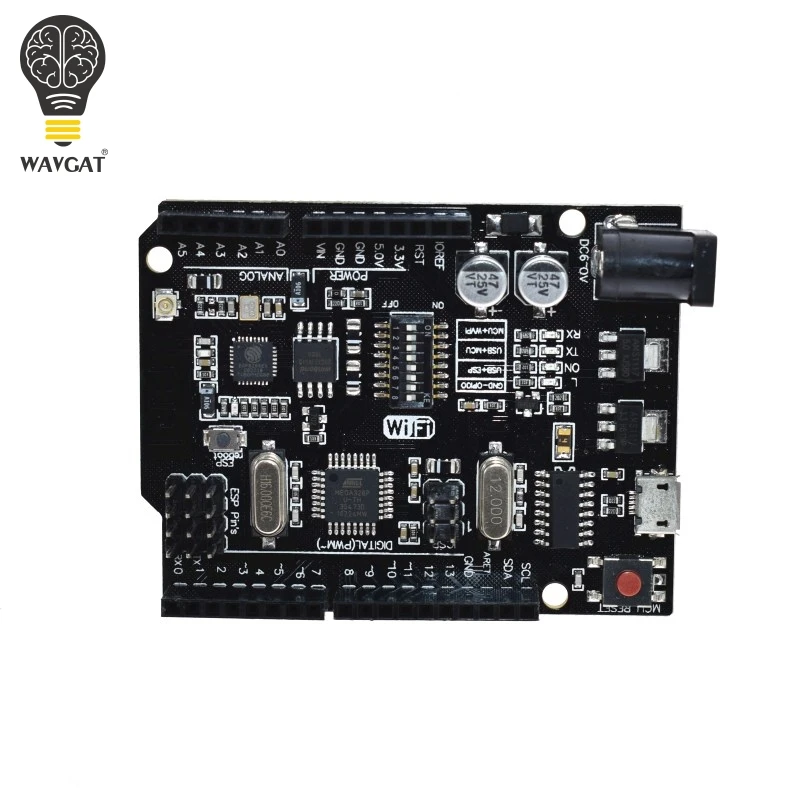 WAVGAT UNO R3+ WiFi ATmega328P+ ESP8266(32 Мб памяти) USB-TTL CH340G для Arduino Uno NodeMCU WeMos ESP8266 новое поступление