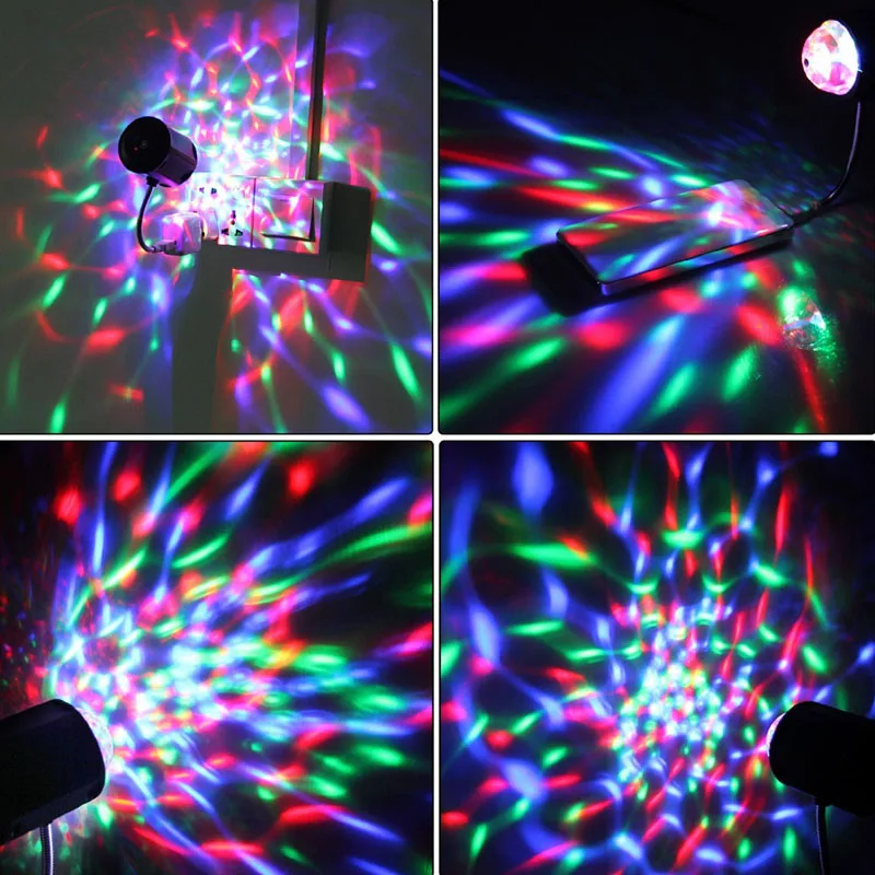 6pcs/lot USB Mini RGB Unique 2 in 1 LED Auto Rotating Party DJ Disco Stage Lighting + White Led Desk Lamp Free Shipping |