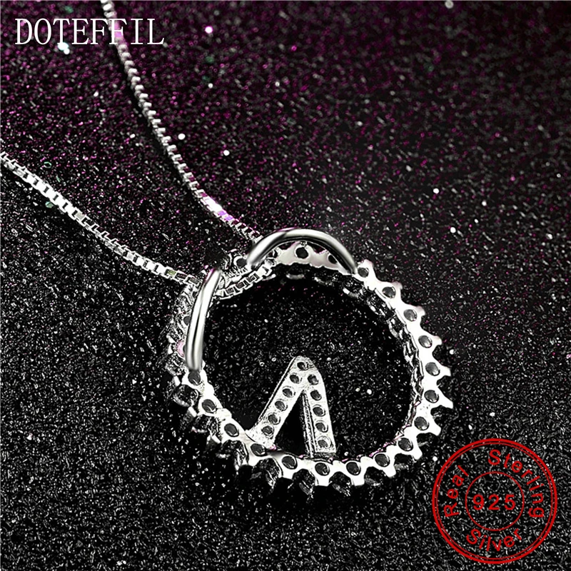 2020 Real 925 Sterling Silver Clock Necklaces CZ Pendant for Women Party Jewelry Charm 18 inches Box Chain Necklace | Украшения и