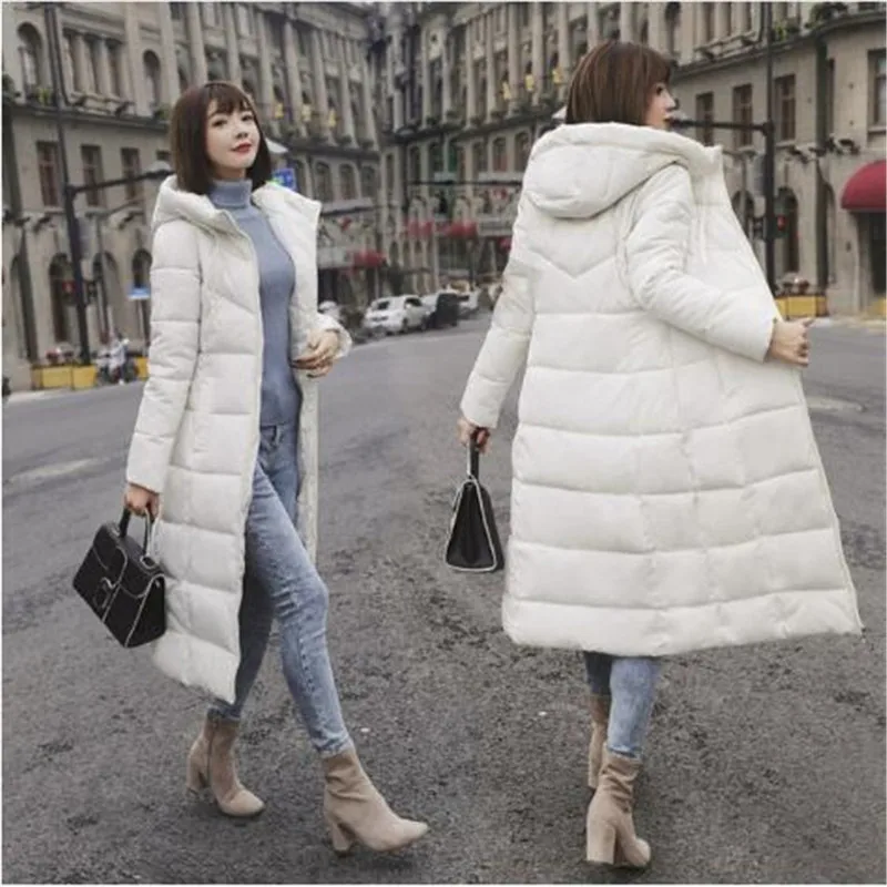 M-6XL, новая зимняя куртка, Женская парка, пальто Feminina, длинный пуховик размера плюс, длинный пуховик с капюшоном, Женская куртка