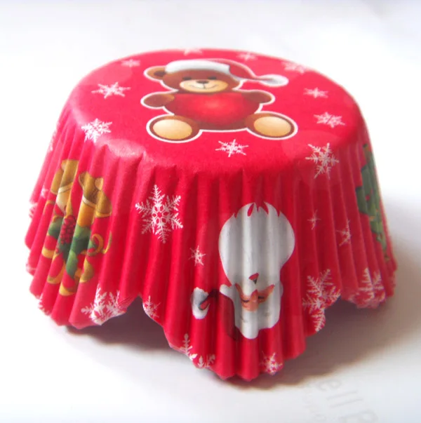 red snow bear 1000x горячий Веселый Рождественский Снеговик Снежный синий бумажный Свадебный кекс Лайнер Маффин чашка торт выпечка плесень чехол - Цвет: red snow bear