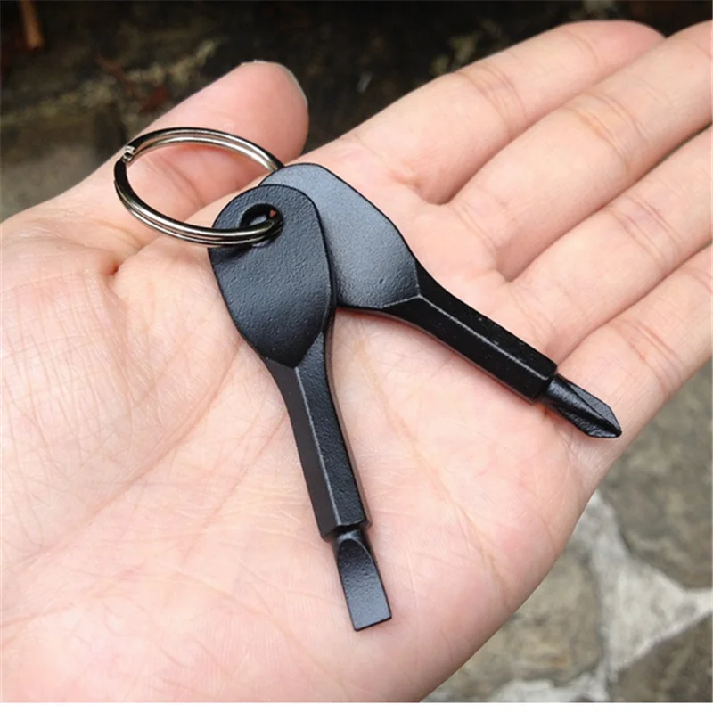 

1 Set Mini Screwdriver Key Shape Slotted Screwdrivers Portable Keychain Pocket Multifunction Phillips screwdriver Repair Tool