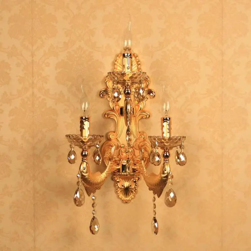 Большая Золотая рыбка настенная лампа балкон крыльцо Led бра для гостиной ткань