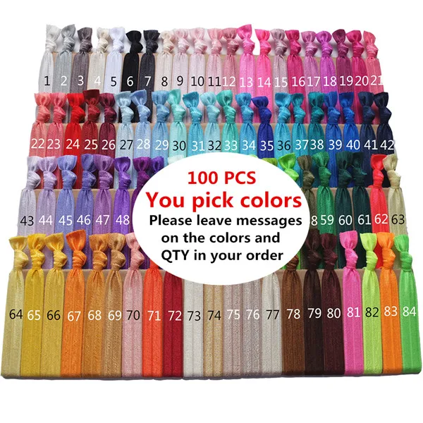 You pick colors 100 шт Мягкие Волосы Галстуки резинка для хвоста резиночка FOE повязка на запястье ремешки резинка для волос для девочек женские резинки для волос - Цвет: You pick colors