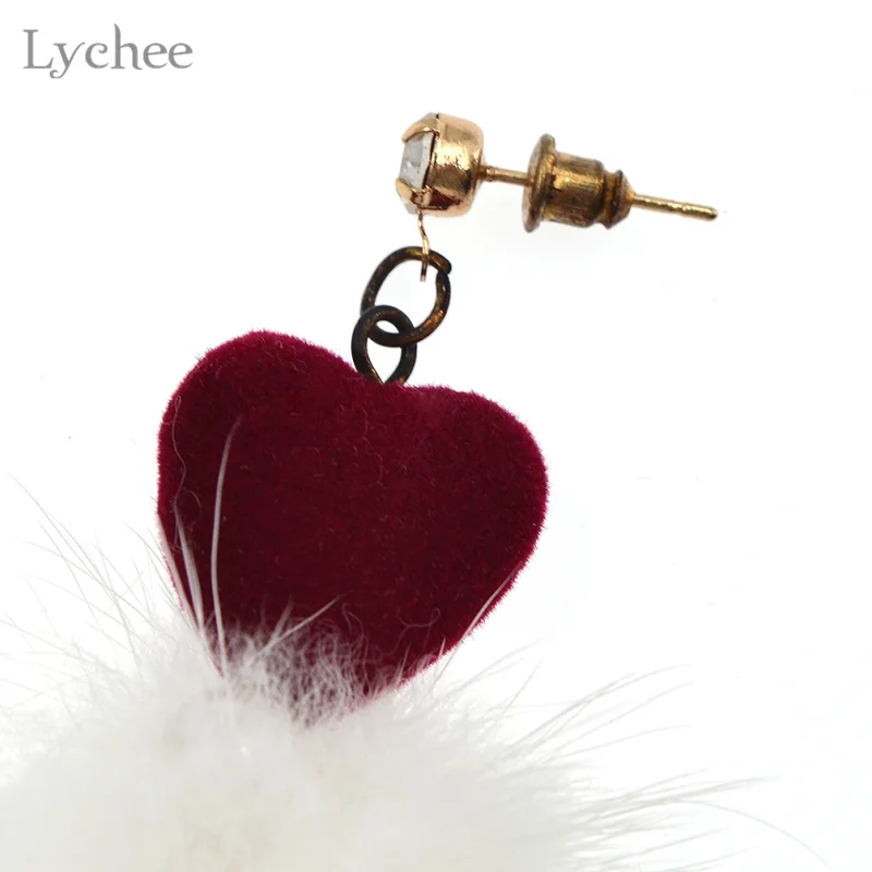 Lychee трендовые Разноцветные серьги капли из искусственного меха сердце имитации