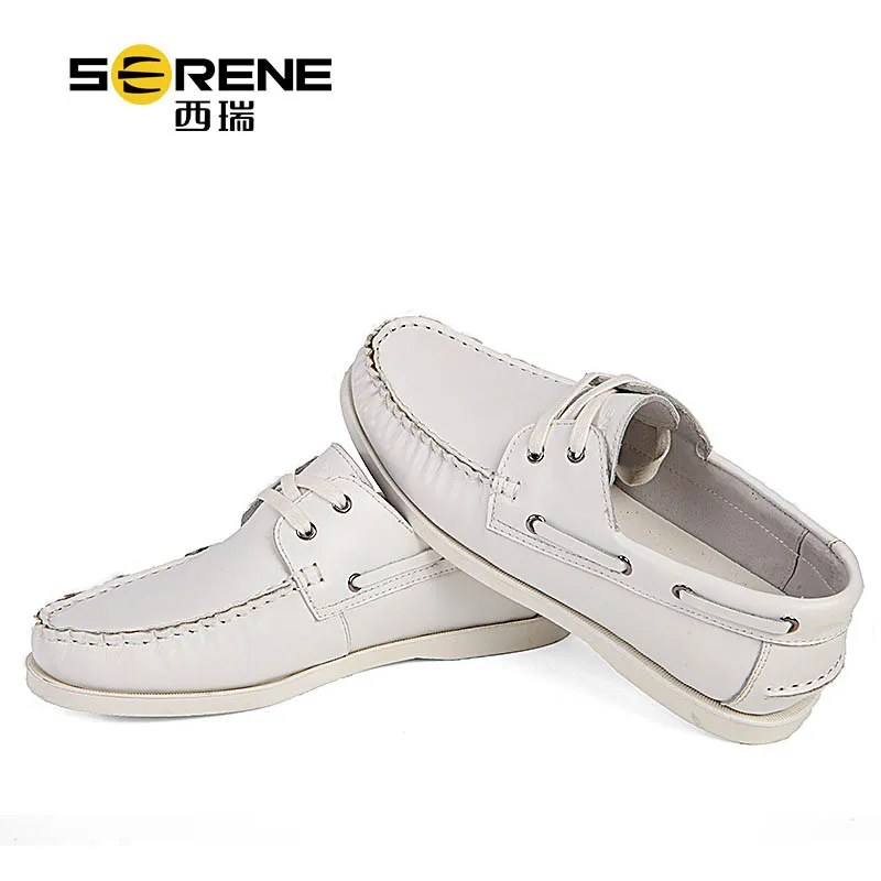 Nice Great 6211 Fashion Soft Cow Leather Men Boat Shoes Solid Color Low Top Lace Up Genuine Casual For | Обувь