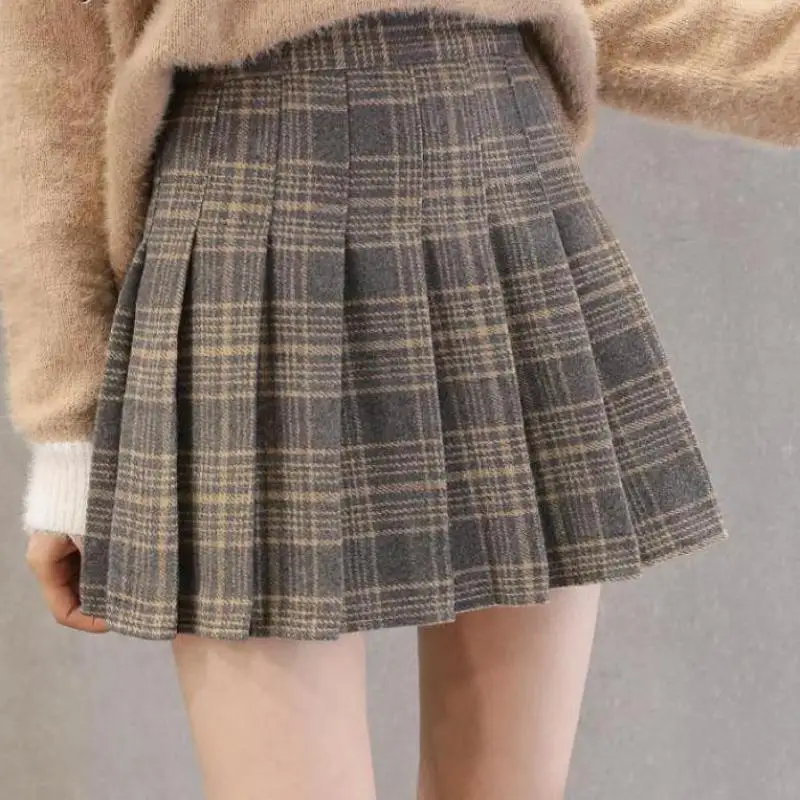 Женская короткая шерстяная юбка NFIVE плиссированная А-силуэта с завышенной талией