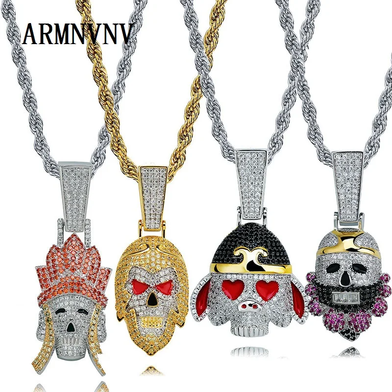 Новый заказ путешествие к западу фигурки кулон ожерелье мужские Iced Out Шарм