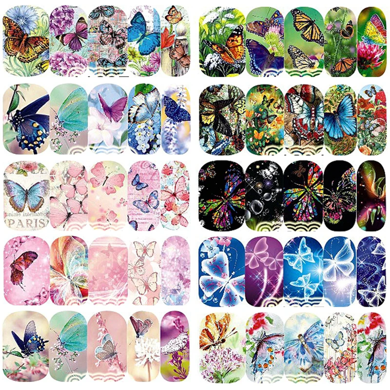 Наклейки для ногтей с красивыми бабочками|nail art water transfer|water transfer stickerstransfer sticker |