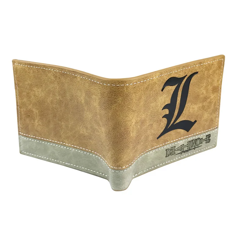 Кошелек цвета хаки из кожи аниме DEATH NOTE короткий бумажник L Lawliet мужской женский и