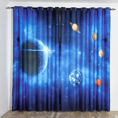 

Custom Made 2x Grommet Drapery Drape Curtain Nursery Kid Children Room Window Dressing 200 x 260cm Universe Star Planet Blue