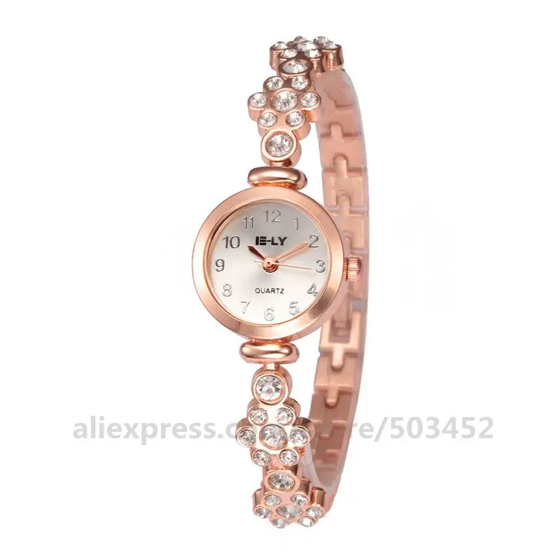 100 шт./лот женские модные стильные кварцевые часы с бриллиантами из розового