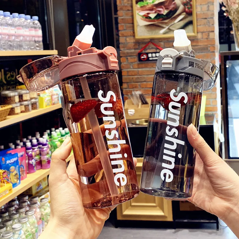 SunShine Спортивная бутылка для воды с соломинкой и ремешком ручки для переноски Пластиковые BPA бесплатно для велоспорта путешествия тренажерный зал Туризм фитнес 500 мл