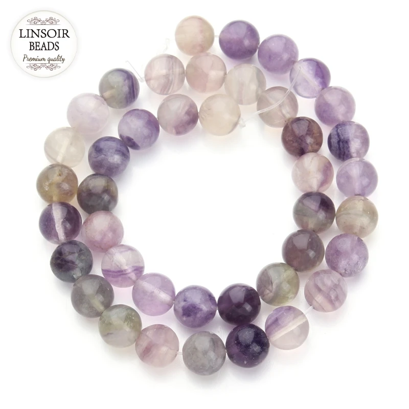 1Strand 40cm Natural Stone Purple Fluorite Round Loose Beads For Necklace &amp Bracelets 4/6/8/10 mm DIY Jewelry Finding F2136 | Украшения