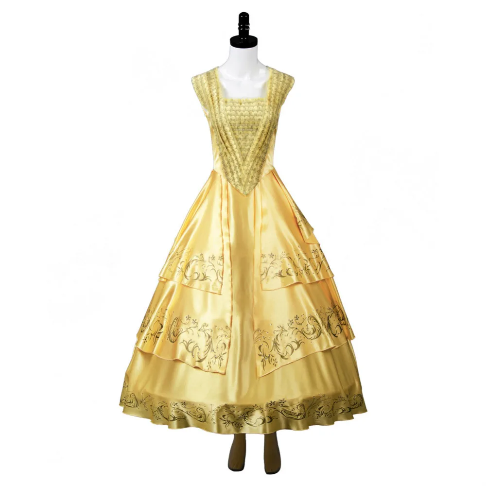 Взрослый 2017 Фильм Красавица и Чудовище Белль Эмма желтый костюм косплей платье