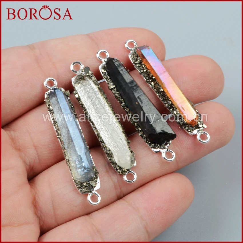 Borosa Новый приходить Multi Цвет Drusy кластера аура кварц Druzy Кристалл точка серебра
