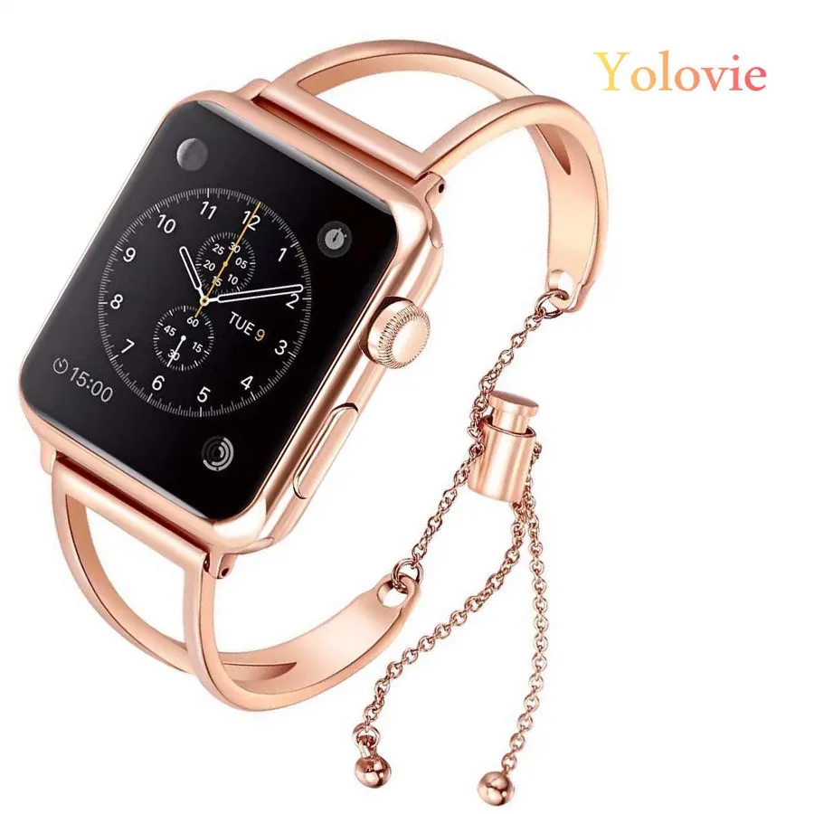

Yolovie Women Band for Apple Watch 38mm 42mm 40mm 44mm Stainless Steel Strap Fashion Metal Bracelet for iWatch Series 6 5 4 3 21