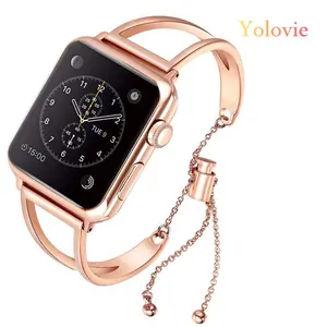 Ремешок Yolovie из нержавеющей стали для Apple Watch, металлический браслет для iWatch Series 6 5 4 3 21, 38 мм 42 мм 40 мм 44 мм