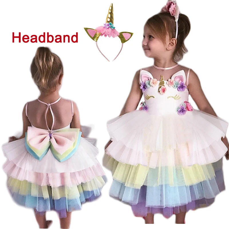 Unicorn Party Dress Girl Baby Summer Clothes Carnival Children's Princess Costume Kids Dresses 4 6 8 9 10 Years Vestidos | Детская