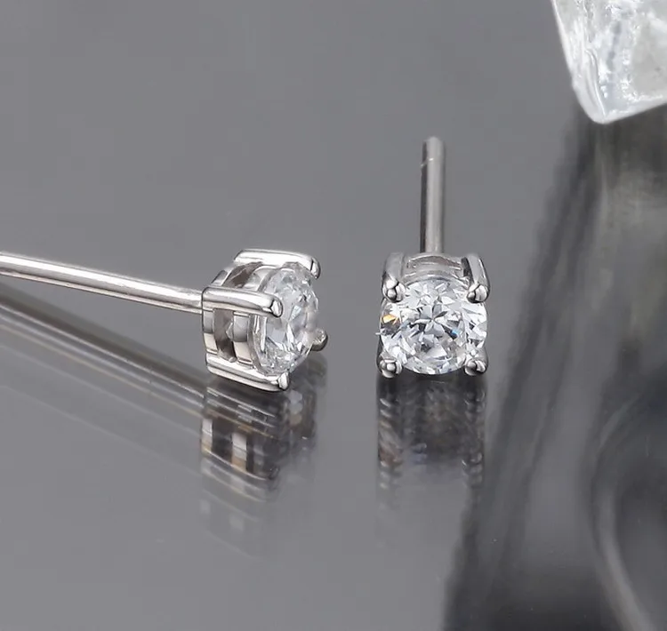 Сережек золото 0.5Ct/шт Твердые 14 K белое золото свадебные серьги гвоздики протестированные настоящие алмазные ювелирные изделия для женщин