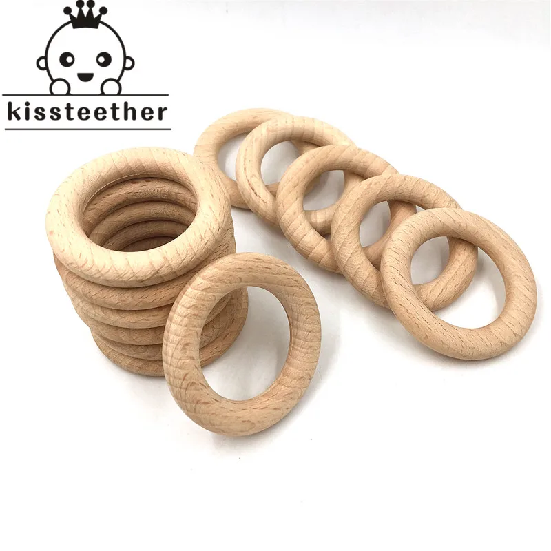 Natural Wood Teething Rings Toy Baby Teether Tooth Care Non-toxic Healthy 100% Beech Wooden Ring Teether Infant Teething Toys