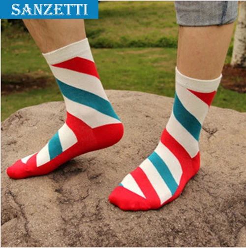 free shipping 2015 hot new style all cotton men colorful socks brand man sock women sanzetti | Мужская одежда