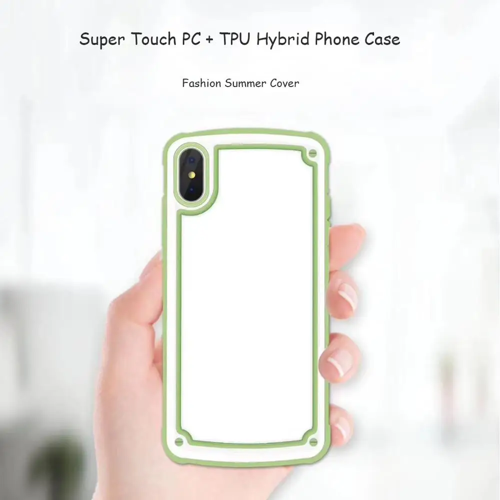 Case For iPhone Xr X Xs Max Cover Korean Candy Color Transparent PC + TPU Shockproof Clear 8 7 Plus 6S |