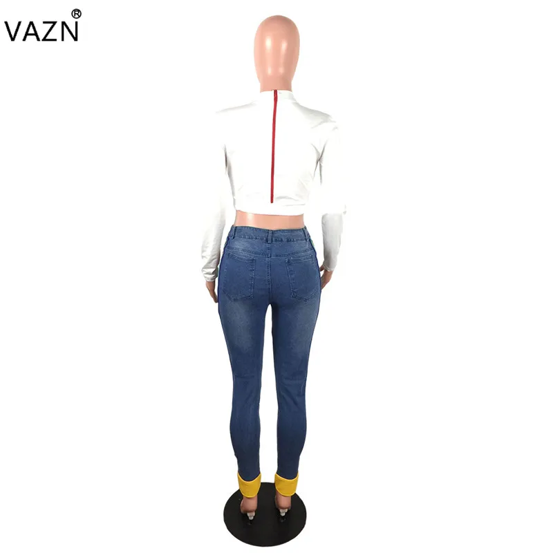 VAZN, Новое поступление, высокая мода, повседневные женские брюки, одноцветные, Джокер, снижение возраста, элегантные, облегающие, джинсовые, длинные, узкие брюки, JLX8902