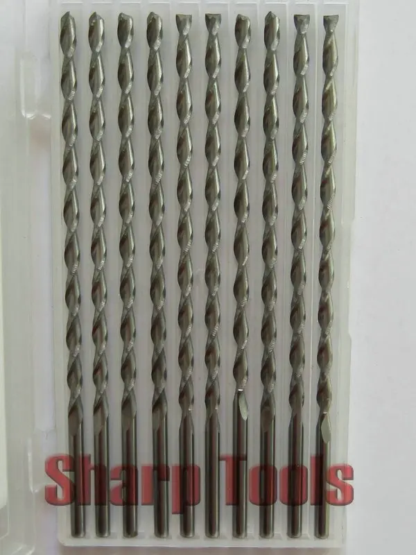 安い カスタマイズされた 10 ピース/ロット 3.175*75*100 ミリメートル 2 フルートスパイラルルータービット、超硬切削工具、 Cnc エンドミル、木材彫刻カッター