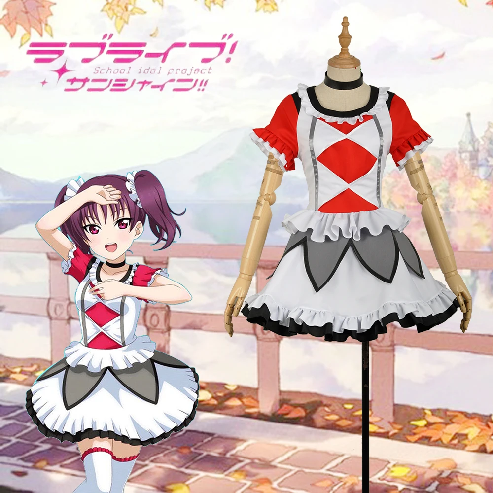 

Прекрасно! Солнечный свет! Женский костюм для косплея Saint Snow Ria Kazuno, сценическое платье, танцевальная юбка, наряды для девочек, кольца для вол...