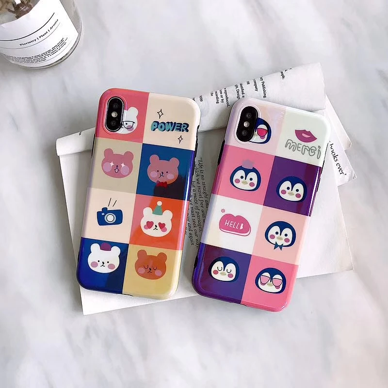Чехол с рисунком милого медведя для Apple iphone 6 6s 7 8 Plus X XR XS Max задняя крышка 6plus 7plus 8plus