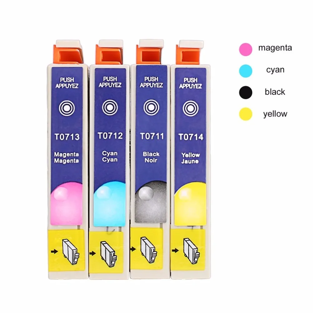 Оригинальные чернильные картриджи T0715 для Epson T0711 T0712 T0713 T0714 4 вида цветов Простота