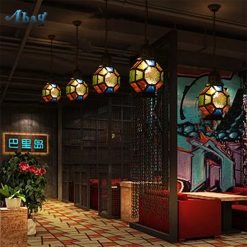 Подвесные стеклянные светильники Тиффани средиземноморского цвета в стиле