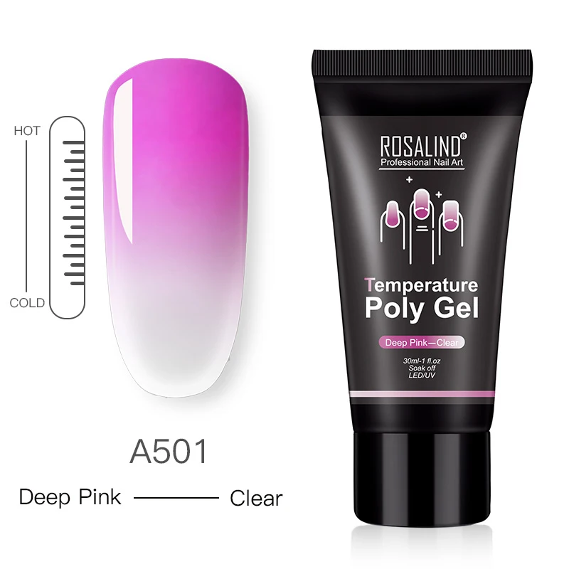 RE06-A501 ROSALIND Poly Gel Of Nails Extension Temperature Change Acrylic Builder Hybrid Varnish Base Top Gel Nail Polish For Manicure Set - Цвет: RE06-A501