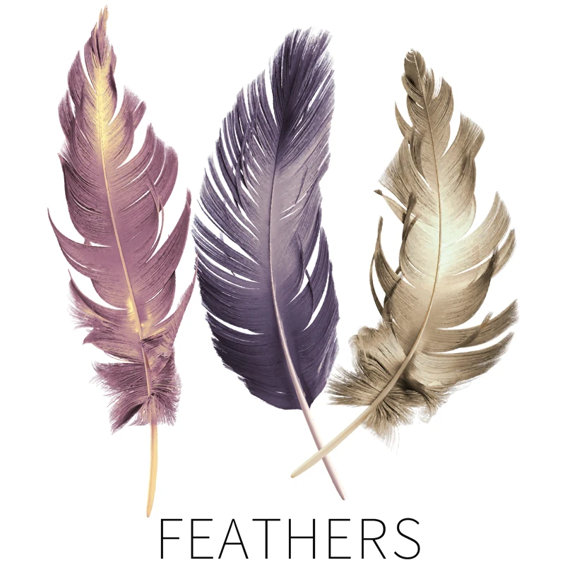 3 шт. Красочные Летающие перья художественные клейкие настенные наклейки