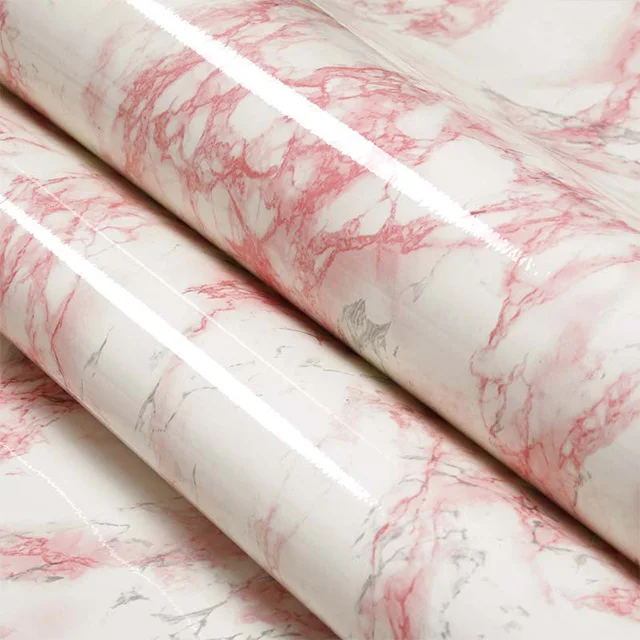 Marble Light Pink 1 метр водонепроницаемые ПВХ мраморные цветные обои самоклеящиеся современные настенные наклейки для гостиной кухни декор для комнаты пленка - Цвет: Marble Light Pink