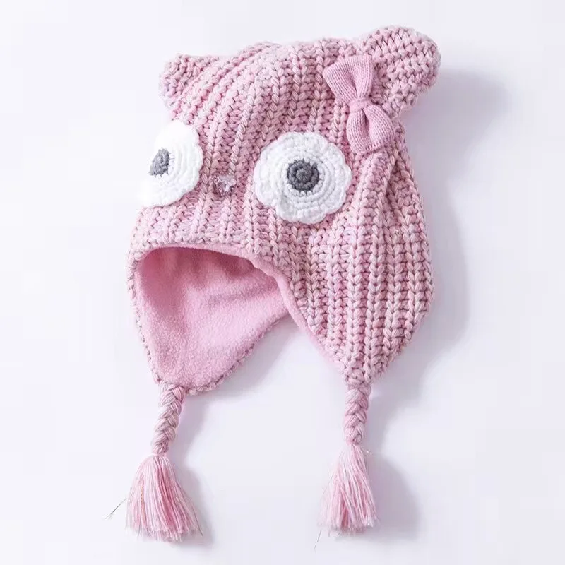 2016 розовая хлопковая детская шапка с совой милые вязаные крючком шапочки для