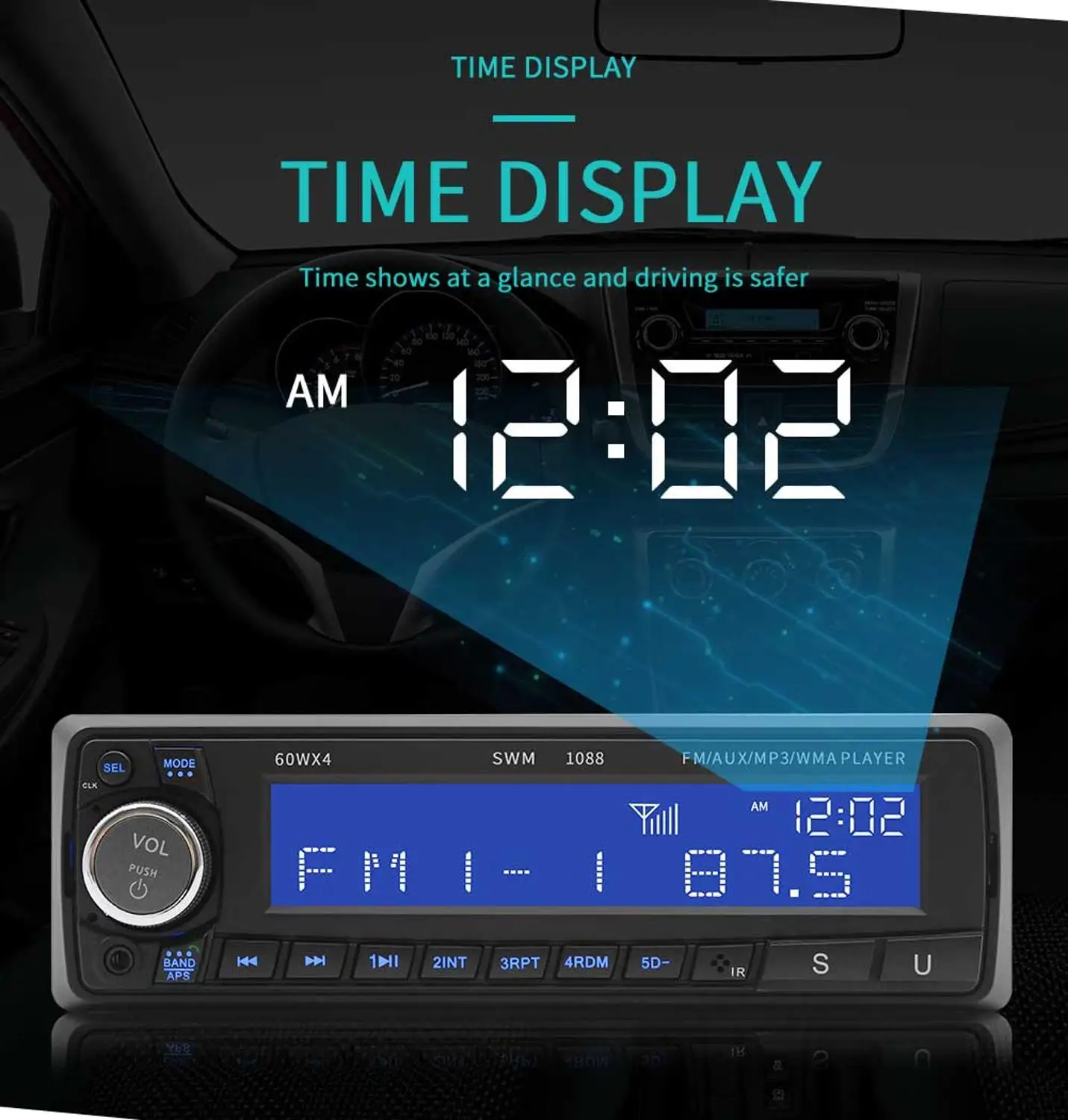 Автомобильный стерео MP3-плеер SWM 1088 1 Din ЖК-дисплей FM-радио Bluetooth U-диск RCA AUX USB