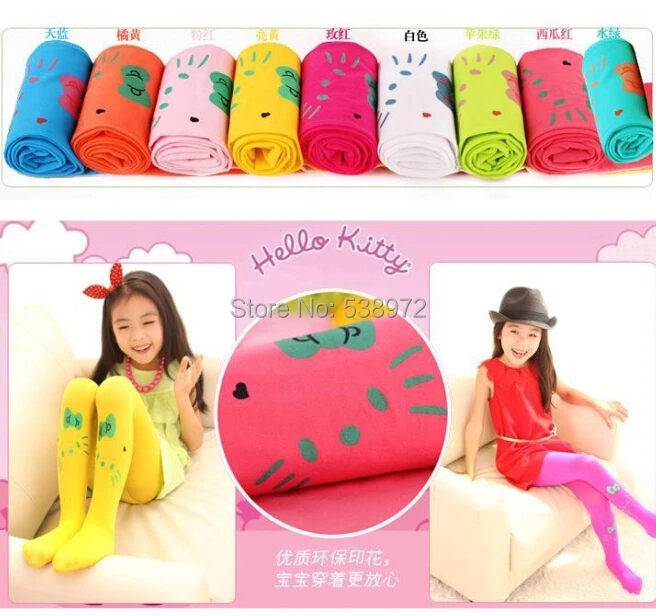 Hot-selling 10 Color Children Baby Kids Girls tights cute pants Knee lovely tattoo pantyhose girls velvet stocking | Мать и ребенок