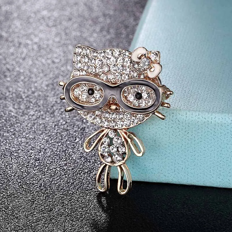 Zlxgirl милый красный цветные очки cat фигурная брошь Jewelry вечерние подарки Для женщин шарф для девочки костюм значок для свитера красивые шляпы аксессуар - Окраска металла: gray