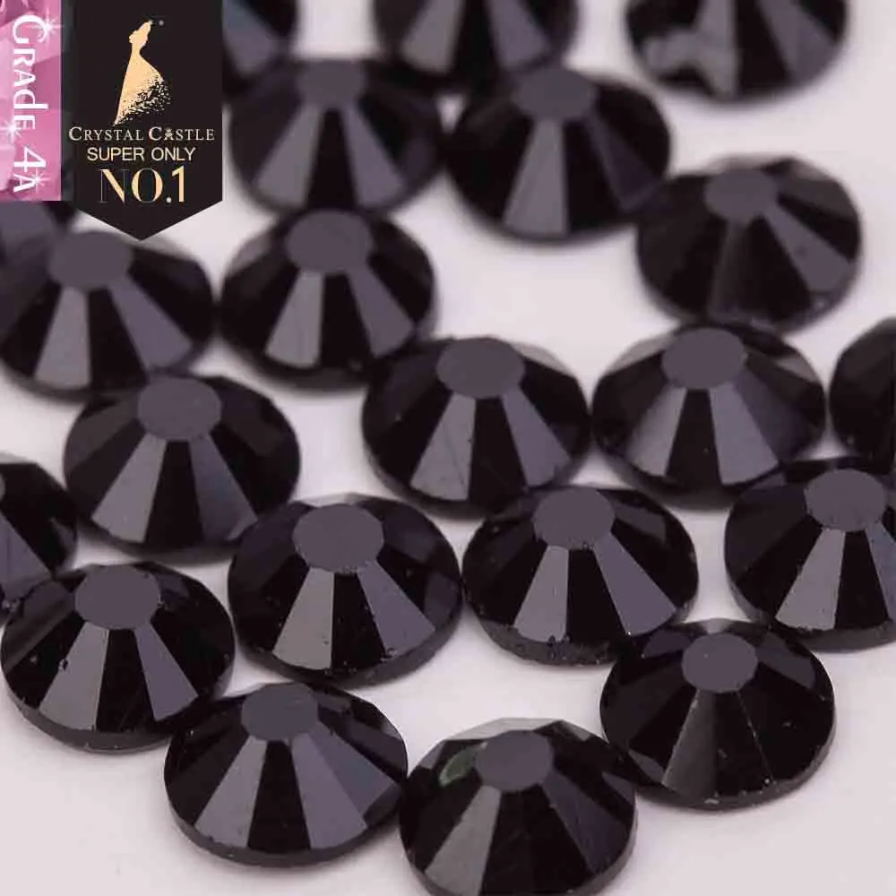 Хрустальный замок 4A разы с плоской задней стороной черный струйный без горячей